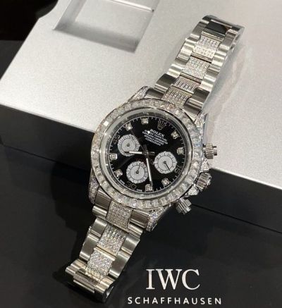ROLEX Daytona Stainless Steel Oyster Bracelet Quartz Movement Black Watch